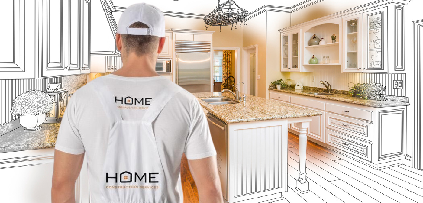 Home Construction Services technician in a concept-to-completion kitchen scene